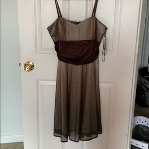 Brown and gold formal dress